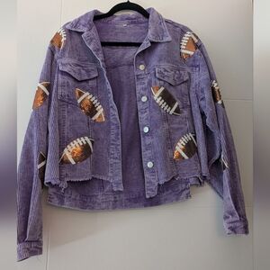 Purple Corduroy Jacket with Football Patches